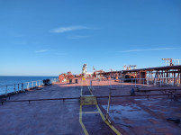 Tanker KAIROS secured and prepared for towing to the Bay of Burgas