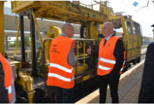 Minister Nikolay Sabev during the inspection of railway projects along Sofia-Plovdiv  railway line