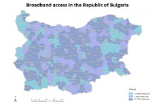Map with information about Broadband coverage in Bulgaria