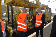 Minister Nikolay Sabev during the inspection of railway projects along Sofia-Plovdiv  railway line